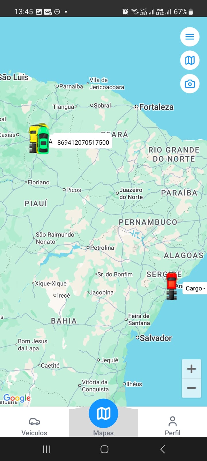 Mapa com ícones de veículos e barra de navegação inferior Veículos, Mapas, Perfil
